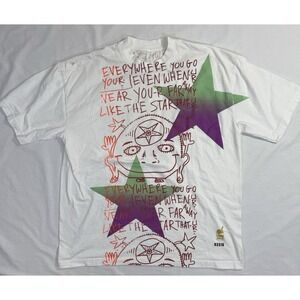 Snow Milk Graphic T Shirt White All Over Print Art Tee Hanes Cotton Men's SZ 2XL
